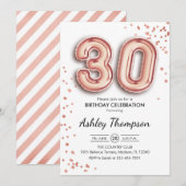 30e verjaardag - Roos gouden ballonnen Kaart (Voorkant / Achterkant)