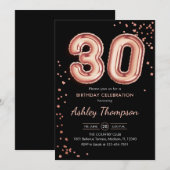 30e verjaardag - Roos gouden ballonnen zwart Kaart (Voorkant / Achterkant)