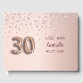 30e verjaardag roos gouden blush diamanten glamour gastenboek (Voorkant)