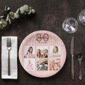 30e verjaardag roos gouden blush roze foto papieren bordje