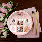 30e verjaardag roos gouden blush roze foto papieren bordje