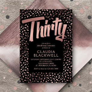 30e Verjaardag Roos Gouden Confetti Kaart