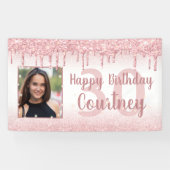 30e Verjaardag Roos Gouden Glitter Drip Sparkle Fo Spandoek (Horizontaal)