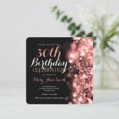 30e verjaardag Roos gouden mousserende lichten Kaart (Staand voorkant)