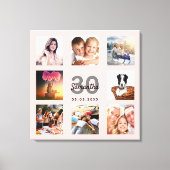 30e verjaardag roos gouden naam foto collage canvas afdruk (Voorkant)