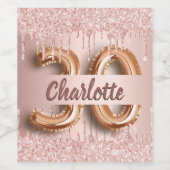 30e verjaardag roos gouden roze druppels wijn etiket (Enkel label)