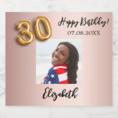 30e Verjaardag roos gouden roze foto Sparkling Wijnetiket (Enkel label)