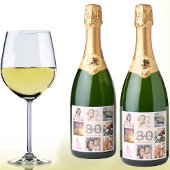 30e verjaardag roos gouden roze fotocollage sparkling wijnetiket