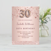 30e verjaardag roos gouden roze sterren kaart (Staand voorkant)