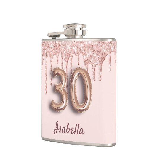 30e verjaardag roos gouden roze vrienden druipt heupfles (Links)