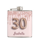 30e verjaardag roos gouden roze vrienden druipt heupfles (Voorkant)