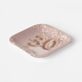 30e verjaardag roos gouden zwarte glitter naam papieren bordje (Gebogen)