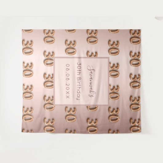 30e verjaardag roos gouden zwarte naam wandkleed (Voorkant (horizontaal))