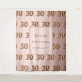 30e verjaardag roos gouden zwarte naam wandkleed (Voorkant)