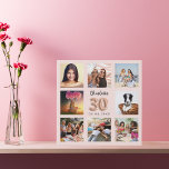 30e verjaardag roos goudroze, aangepaste fotocolla imitatie canvas print<br><div class="desc">Een uniek cadeau voor een 30e verjaardag, het vieren van haar leven met een collage van 8 van je eigen foto's, afbeeldingen. Personaliseer en voeg haar naam en een datum toe. Een chique rozen gouden, blush roze achtergrond. De naam is geschreven met een modern handgeschreven stijlschrift, nummer 30 met een...</div>