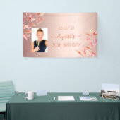 30e verjaardag roos goudroze lichtroze foto spandoek (Beurs)