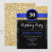 30e verjaardag - Royal Blue Black Gold - ELK JAAR Kaart (Voorkant / Achterkant)