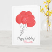30e verjaardag roze ballon kaart (Gele Bloem)
