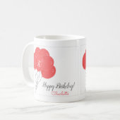 30e verjaardag roze ballonkoffie mok (Voorkant links)