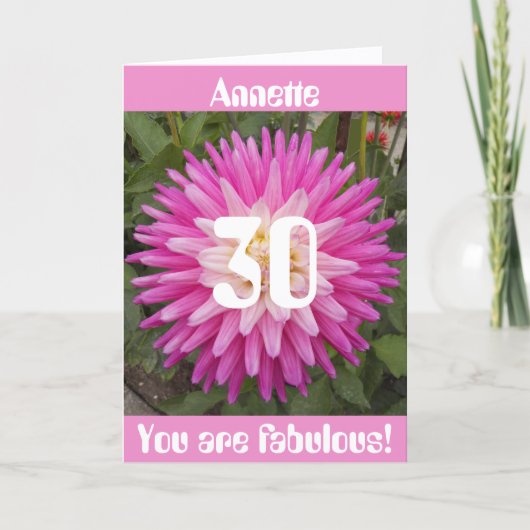 30e verjaardag Roze bloem Aangepaste verjaardag Kaart (Voorkant)