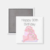 30e Verjaardag Roze Cake Magneet (Voorkant / Achterkant)