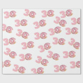 30e verjaardag roze donut cadeaupapier (Vlak)