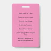 30e verjaardag Roze Foto ID Gastheer/Eer Gast Badge (Achterkant)