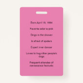 30e verjaardag roze foto ID Guest of Honor Badge (Achterkant)