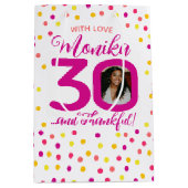 30e verjaardag roze gele confetti foto gunst medium cadeauzakje (Voorkant)