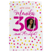 30e verjaardag roze gele confetti foto gunst medium cadeauzakje (Achterkant)