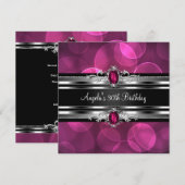 30e verjaardag Roze Gem Bubbles Silver Black Kaart (Voorkant / Achterkant)
