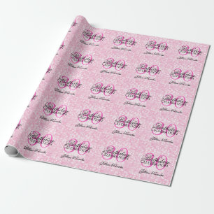 30e verjaardag roze glitter faux Confetti Cadeaupapier