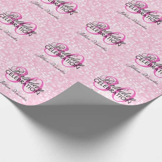 30e verjaardag roze glitter faux Confetti Cadeaupapier (Hoek)