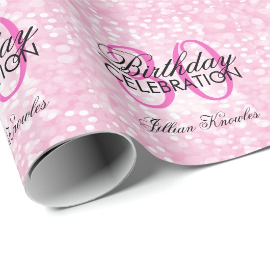 30e verjaardag roze glitter faux Confetti Cadeaupapier (Rol Hoek)