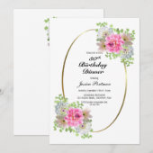 30e verjaardag Roze Gold Party Kaart (Voorkant / Achterkant)