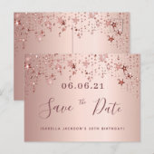 30e verjaardag roze goud sterren blozen save the d briefkaart (Voorkant / Achterkant)