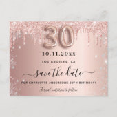 30e verjaardag roze goud zilver save the date aankondigingskaart (Voorkant)