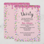 30e verjaardag roze ijsjes en strooisel kaart (Voorkant / Achterkant)