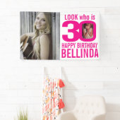 30e verjaardag roze kijk nu 30 aangepaste foto toe spandoek (Insitu)