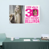 30e verjaardag roze kijk nu 30 aangepaste foto toe spandoek (Beurs)