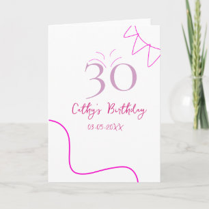 30E VERJAARDAG ROZE PURPER PASTEL HANDGETEKEND RET KAART