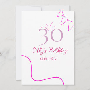 30E VERJAARDAG ROZE PURPER PASTEL HANDGETEKEND RET KAART