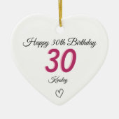 30e verjaardag roze schaduwmonogram hart keramisch ornament (Voorkant)
