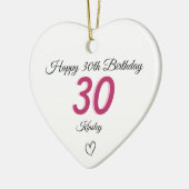30e verjaardag roze schaduwmonogram hart keramisch ornament (Links)