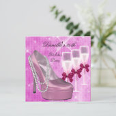30e verjaardag Roze show Hi Heels Champagne 2 Kaart (Staand voorkant)
