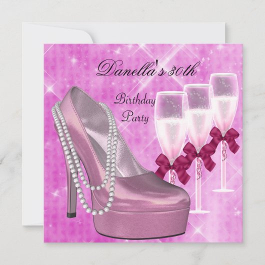 30e verjaardag Roze show Hi Heels Champagne 2 Kaart (Voorkant)