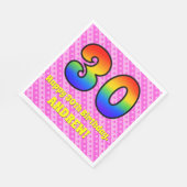 30e verjaardag: roze strepen & harten, regenboog # servet (Hoek)