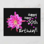 30e verjaardag - Roze tropische bloemen en harten Briefkaart (Voorkant)