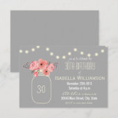 30e verjaardag Roze Waterverf bloemen & Mason Jar Kaart (Voorkant / Achterkant)