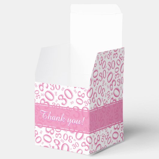 30e verjaardag Roze/White Random Number Pattern Bedankdoosjes (Geopend)